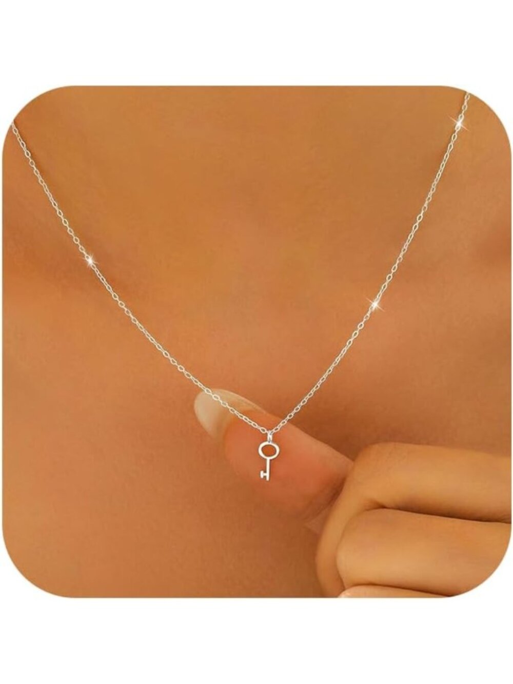 925 Sterling Silver Lucky Key Pendant Charm Necklace - Women's Gift, Fashion